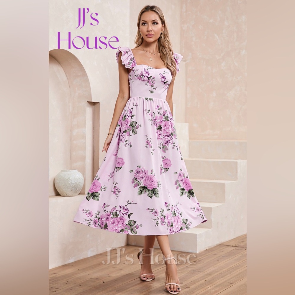 JJs House Pink Floral Midi Dress